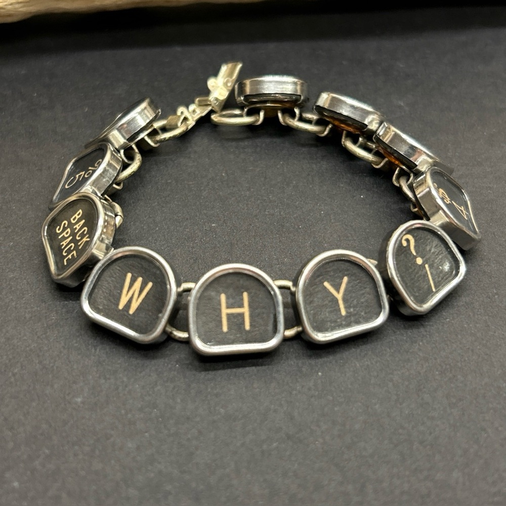 Vintage Black Typewriter Keys Bracelet Sterling Artisan Kim Mason New Mexico